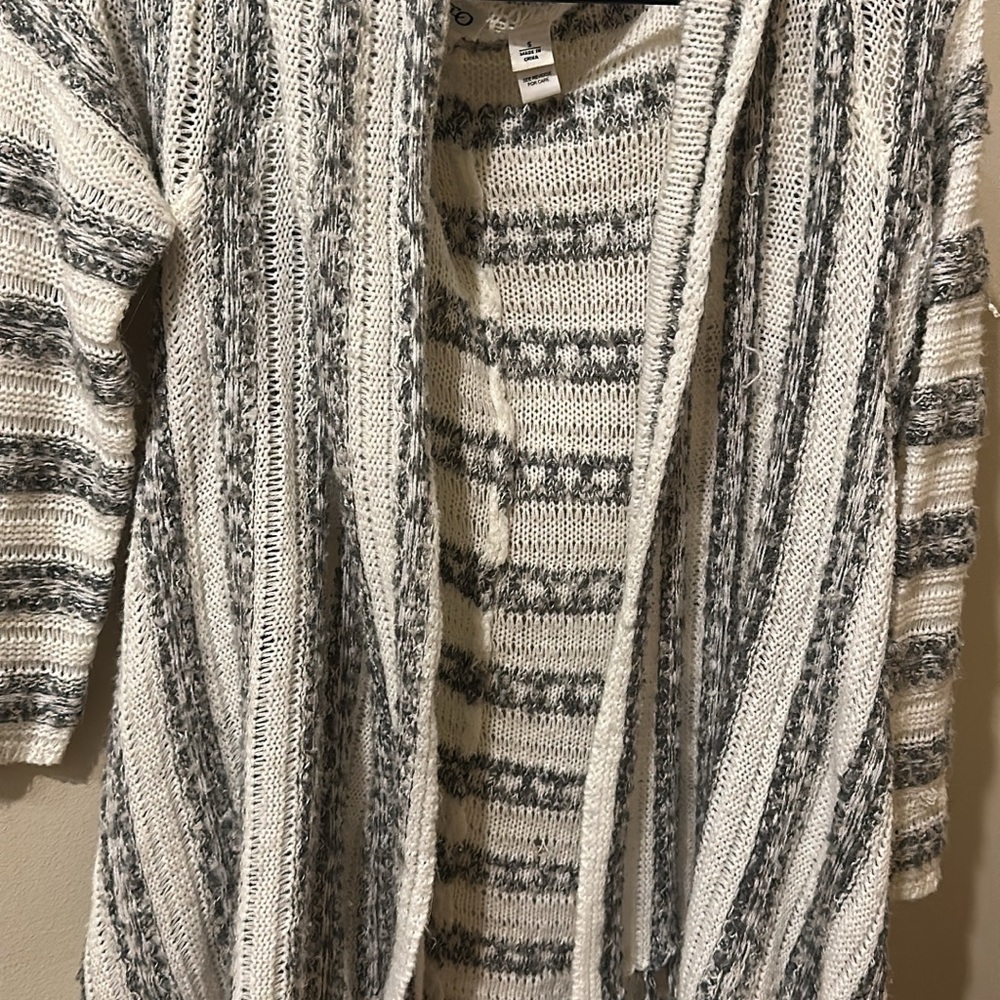 Striped Gray and White Women's Sweater